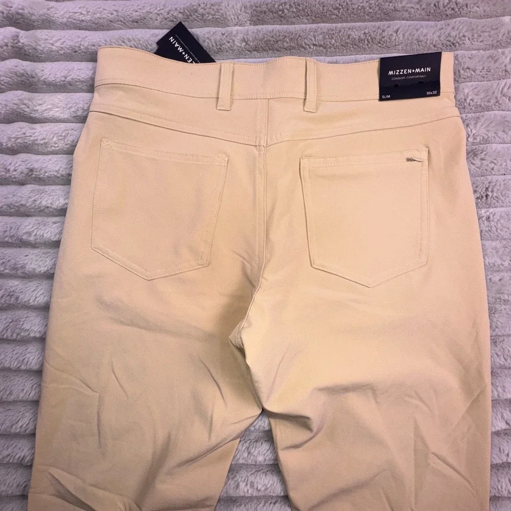 Mizzen+Main Helmsman Pants Mens 30x32 Chino Khaki Stretch Slim Fit Tapered‎ Leg